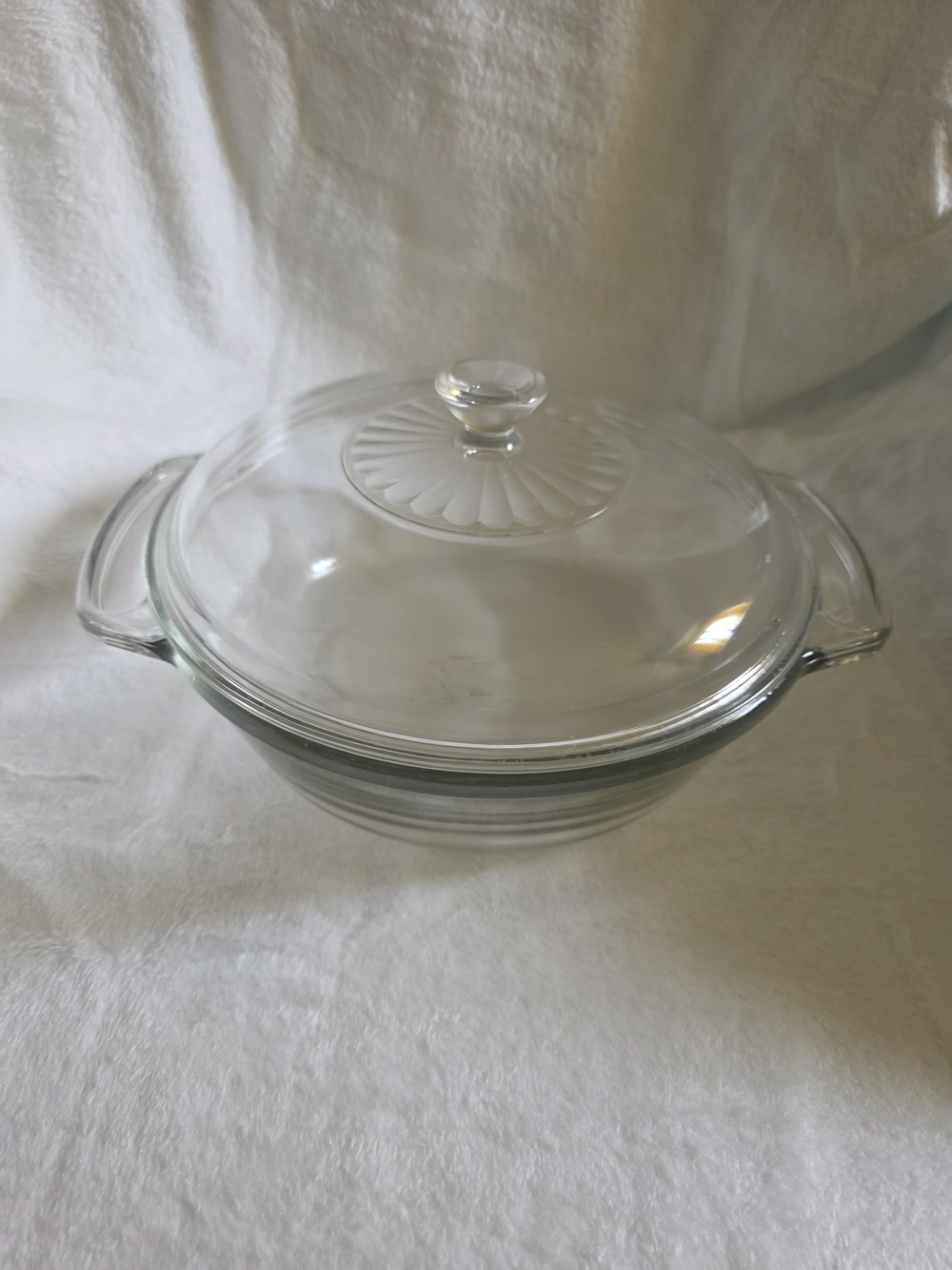 Vintage Anchor Hocking Clear Glass 2-Quart Round Casserole Dish with Lid USA